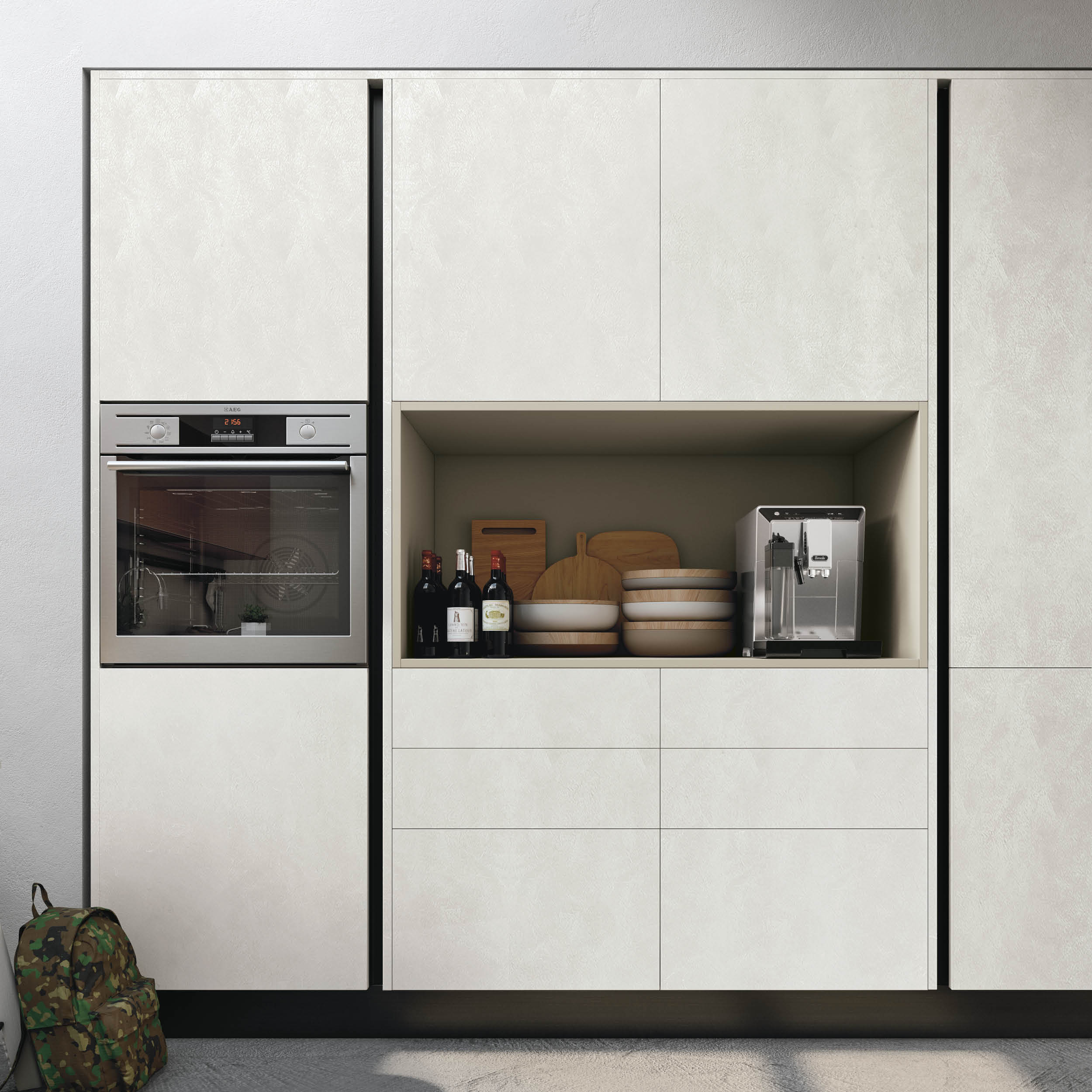 Modern Kitchens NYC - infinty - Laminato Materico Cemento Bianco-2 - Stosa Cucine